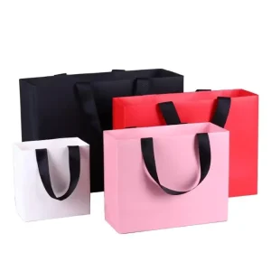 Borsa in carta Kraft bianca per abbigliamento e scarpe alla moda, personalizzata, con manico, borsa regalo per shopping
