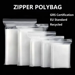 Kantong Plastik Zipper Cetak Gravure Daur Ulang GRS yang Tahan Robek dengan Segel Self Adhesive untuk Sepatu dan Kaos Kaki