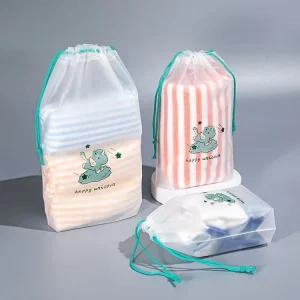 Custom LOGO Private Label Cloth Shoe Drawstring Pouch Plastic Drawstring Gift Packaging Multifunctional Shrink Bag
