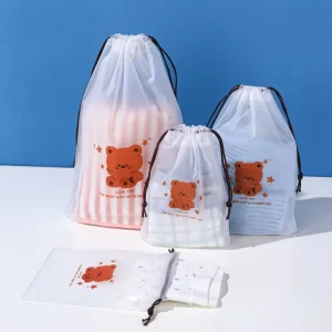 カスタム大型エコフレンドリー化粧品ドローストリングバッグ プラスチックフロストバッグ ポリ包装バッグ（衣類・靴用）