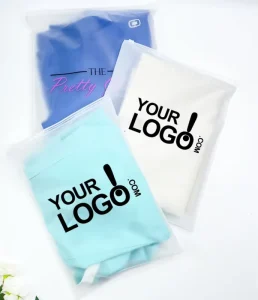 Custom Logo Brand Frosted Moisture Proof Ziplock Transparent PE Packaging Bag with Screen Printing for Garments Socks Shoes