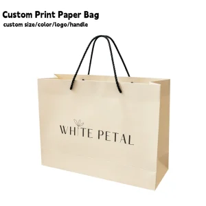 Borse Regalo di Carta Beige di Lusso con Design Personalizzato per Abiti e Lunghi Vestiti