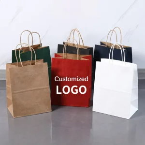 Carpetas de embalaje de regalo de papel kraft ecológico personalizables con forma rectangular para comida para llevar, modelo multicolor KM-G4