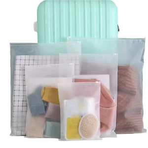 Benutzerdefinierte Logo umweltfreundliche transparente PE Ziplock-Taschen, recycelbare Plastizipperverpackungstaschen für Kleidung, Aufbewahrung, Präsentation