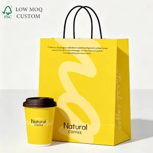 Benutzerdefinierte Logo Eco Kraft Kaffeegeschenkpapier Taschen in mehreren Größen für den Einkauf und zum Mitnehmen