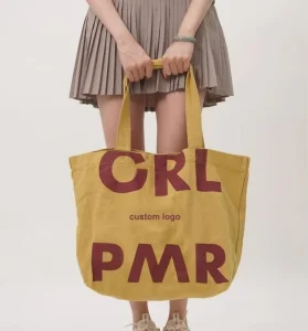 Tas Kanvas Tote Fashion Ramah Lingkungan dengan Logo Kustom 16oz 12oz Tahan Lama Besar untuk Wanita