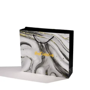 Benutzerdefinierte Logo elegante Luxusverpackungspapiertüte, recycelbare Druckmuster, Logos, Verpackungstasche mit Griff