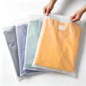 Túi nhựa mờ CPE có khóa kéo với cảm giác mềm mại Bao bì cho quần áo áo thun đồ lót đồ bơi với logo in tùy chỉnh