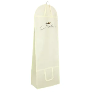 Saco de Embalagem para Vestido de Casamento Longo em Cor Marfim com Logo Personalizado