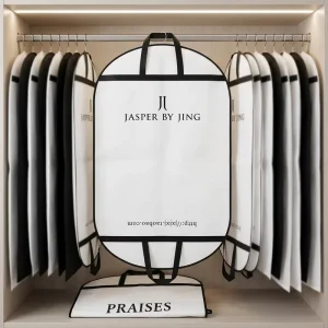 Individuelle Logo Tragetasche aus Vliesstoff Anzug Staubschutz Doppelgriffe Reise Kleiderschrank Hochzeitskleid Aufbewahrung OEM
