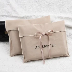 Benutzerdefinierte Logo bedruckte Staubschutzhauben Kleidung Verpackungs Wildlederumschlag Luxus Umschlag Kleid Geldbörse Aufbewahrung Geschenk Staub Wildlederbeutel