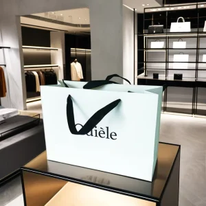 Túi giấy Kraft in logo tùy chỉnh, Túi đứng lưu trữ, Đóng gói với tay cầm, Sản phẩm thủ công