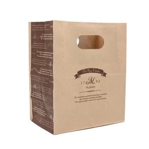Benutzerdefinierte Logo bedruckte große Einkaufsgeschenk Lebensmittelverpackungspapiertasche mit Ausschnittgriff