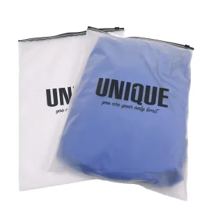 Borsa con zip frosted personalizzata con logo, borsa per abbigliamento, vestiti, borsa per spedizioni aziendali, borsa per viaggio resistente
