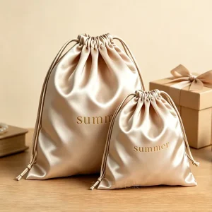 Túi chống bụi satin in logo tùy chỉnh, túi lưu trữ có dây rút cá nhân hóa cho trang sức, tóc giả, giày, mỹ phẩm