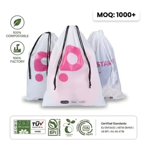 Bolsa Tote de PLA Biodegradable de Lujo Personalizada, con Logo, Impermeable, Bolsa de Cuerda para Camisetas, Ropa, Calcetines y Zapatos