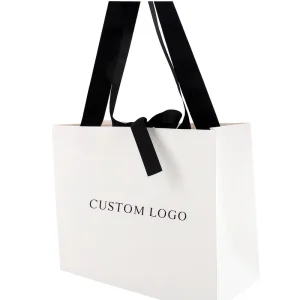 Individuelle luxuriöse Einkaufsgeschenkpapier-Taschen mit langen Griffen, Offsetdruck-Tragetasche mit Ihrem eigenen Logo