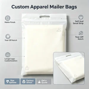 Individuelle matte Bekleidungs-Reißverschlussversandtaschen, selbstklebender Streifen mit ausgestanztem Griff für Bekleidungsmarkenverpackung