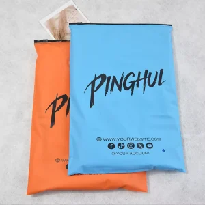 Kantong Plastik Biodegradable Frosted Matte Kustom dengan Ritsleting untuk Pakaian T-Shirt dan Berenang dengan Logo