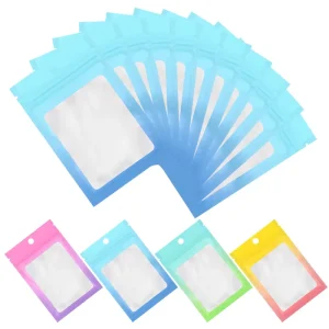 Mini sacs ziplock en plastique, Mylar aluminé avec fenêtres en aluminium pour emballage de colliers, faible MOQ
