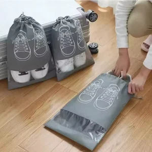 Benutzerdefinierte Non-Woven Stoff Aufbewahrungstasche für Schuhe Umweltfreundliche Zugtasche Große Kapazität Wasserdichte Tasche