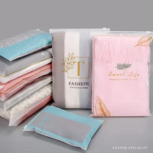 Individuelle persönliche Logo Frosted Zipper Tasche wasserdichte Verpackungstasche klare Kunststoff-Zip-Lock-Verpackungstasche