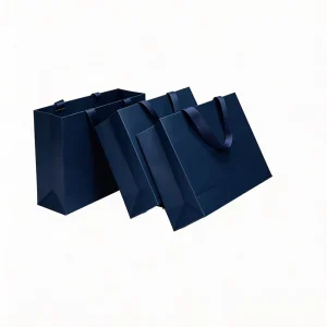 Borsa di carta di lusso ecologica riutilizzabile personalizzata con logo per abbigliamento, scarpe, vestiti, gioielli, con nastro