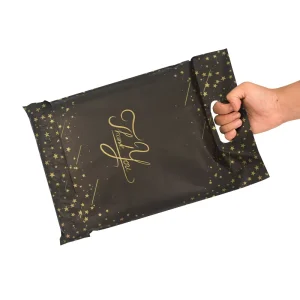 Op maat gemaakte poly mailer met handvat kleding verpakking verzendzak polymailers plastic pakket kleding koerier postzakken