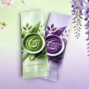 Benutzerdefinierte bedruckte Aluminiumfolie Mylar-Tüten mit Logo, Rückverschlussbeutel für Matcha-Tee, Einzelportionen-Pulverbeutel
