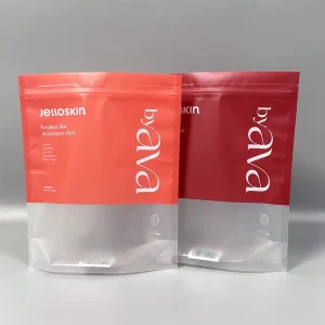 Kantong Berdiri Zipper Ziplock Resealable Plastik Transparan Kelas Makanan Cetak Kustom dengan Jendela Jernih Berembun