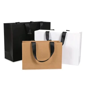 Borse regalo in carta kraft stampate personalizzate, borse ecologiche e riciclabili per abbigliamento, borse per cosmetici