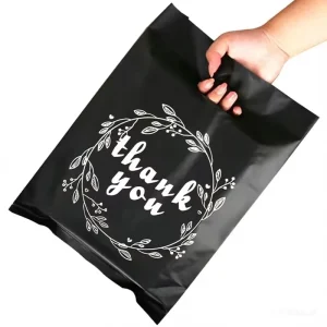 Individuell bedruckte LDPE HDPE schwarze Dankeschön-Tüten, Plastiktüten mit Tragegriff für Boutiquen