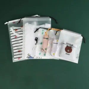 Borse regalo ecologiche trasparenti personalizzate con logo stampato, impermeabili, in EVA con cordino