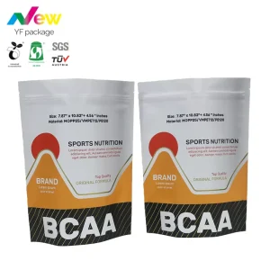 Túi đứng bằng nhựa Mylar có khóa kéo, chống mùi, in logo tùy chỉnh, bao bì thực phẩm thân thiện với môi trường, đường