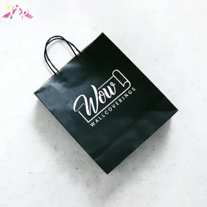 Borse per la spesa di lusso stampate personalizzate, borsa regalo nera con logo aziendale, promozione ecologica e riciclabile