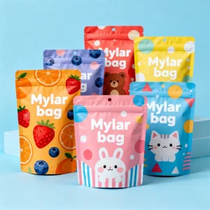 Busta Mylar con zip richiudibile personalizzata, sigillata in alluminio, a prova di bambino, per confezionamento alimentare di sushi, latte, caramelle