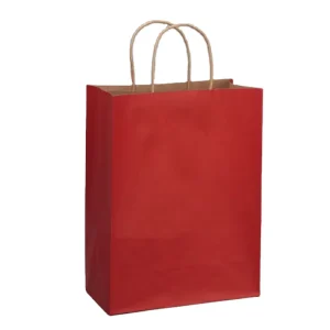Individuell bedruckte Papiertüte mit Ihrem eigenen Logo, rot-braun, Kraftpapier, Geschenktüte, Einkaufstüte mit Griffen