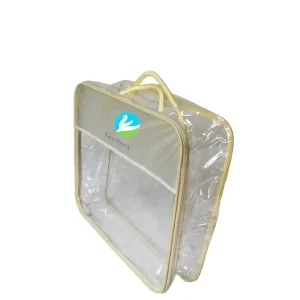 Bolsas de almacenamiento de mantas de PVC personalizadas para ropa de cama con cremallera y asa de cuerda