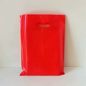 Borsa in polietilene riciclabile personalizzata con manici a taglio per la promozione aziendale, sacchetti di plastica PE con logo