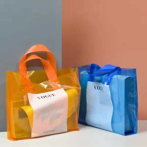 Aangepaste Gerecycleerde Herbruikbare Poly PE Draagplastic Zak Plastic Pe Boodschappentas met Handvatten voor Kleding