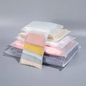 Aangepaste Herbruikbare T-shirt Jas Pyjama Canvas Tas Beddegoed Ondergoed Frosted Matte Ziplock Plastic Verpakkingszakken Met Logo