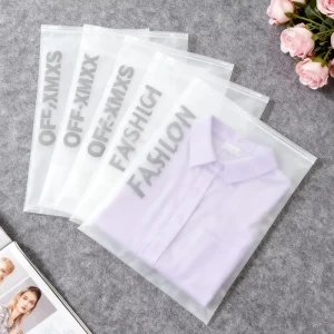 Aangepaste hersluitbare waterdichte poly frosted plastic zipzakken met logo-opdruk voor sokken en T-shirt kledingverpakking
