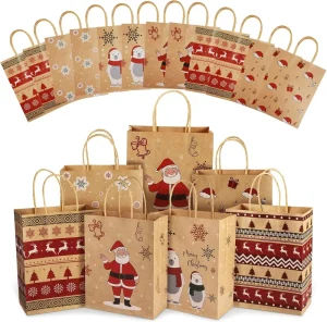 Bolsa de papel kraft reutilizable personalizada con asa blanca o marrón para almohadas, paraguas y ropa de cama, ecológica e impresa digitalmente