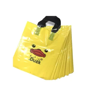 Kantong Poly Dapat Digunakan Kembali dengan Logo Pegangan Loop Lembut LDPE HDPE Bahan Daur Ulang Biodegradable untuk Kemasan Pakaian