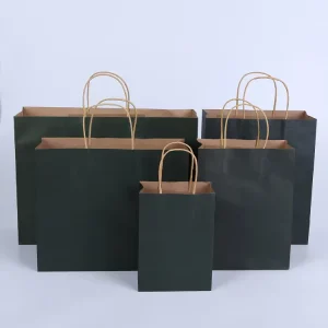 Sac en papier kraft biodégradable personnalisé de taille cadeau, impression, marron, noir, blanc