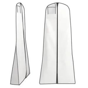 Saco de Vestido de Noiva Branco Portátil Dobrável Personalizado à Prova de Água Não Tecida com Janela Transparente
