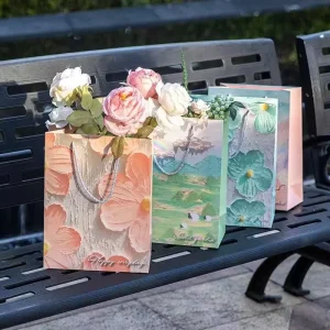 Sac de shopping en papier de luxe personnalisé avec votre logo imprimé et poignée