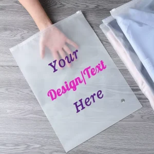 Túi nhựa tái chế in logo tùy chỉnh, túi ziplock trong suốt, bao bì quần áo, túi nhựa có khóa kéo
