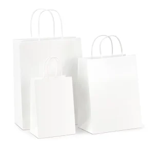 Túi giấy đóng gói quà tặng trắng in logo có tay cầm tùy chỉnh