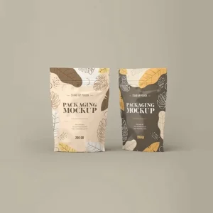 Anpassbare recycelbare Reißverschluss-Kraftpapier-Tasche mit klarem Fenster, Kaffee-Teepackung, Standbeutel